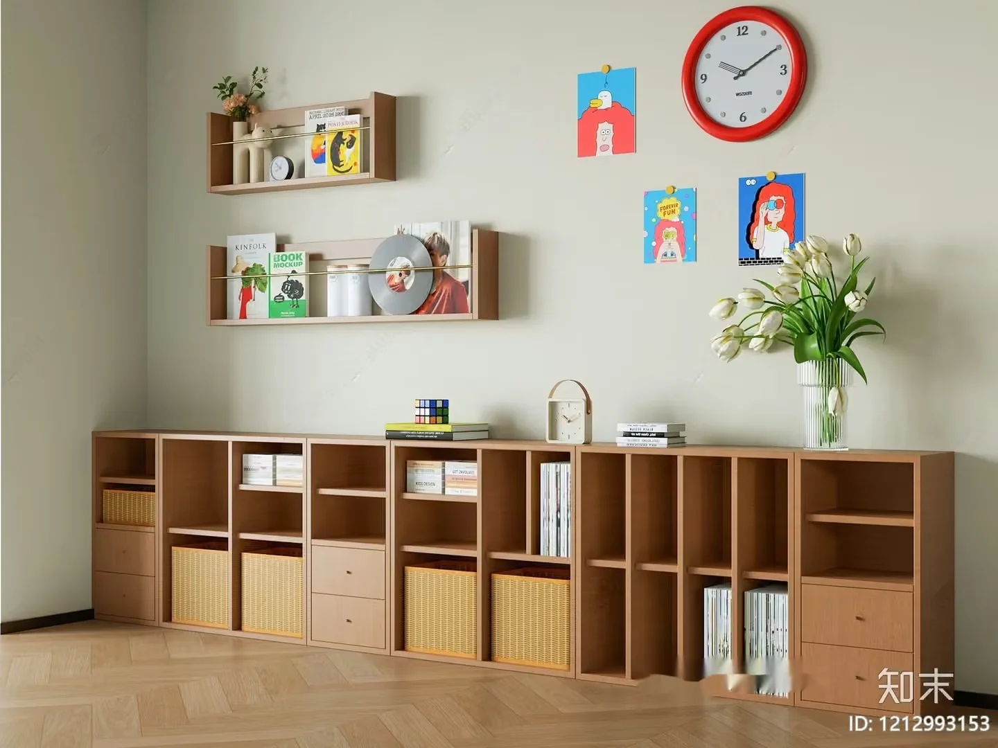 Modern Bookshelf 3D Model – 7002 – VRAY Render