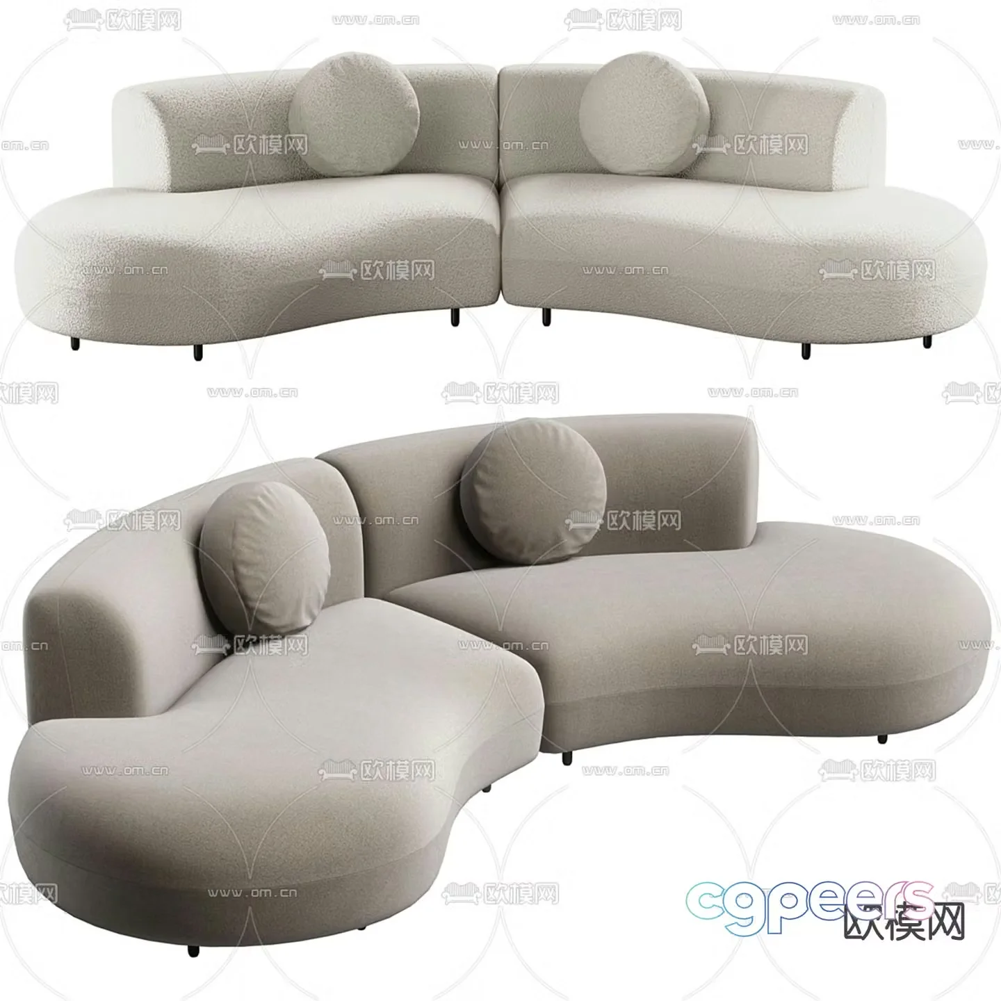 Tokio curved sofa special shaped sofa 3d model