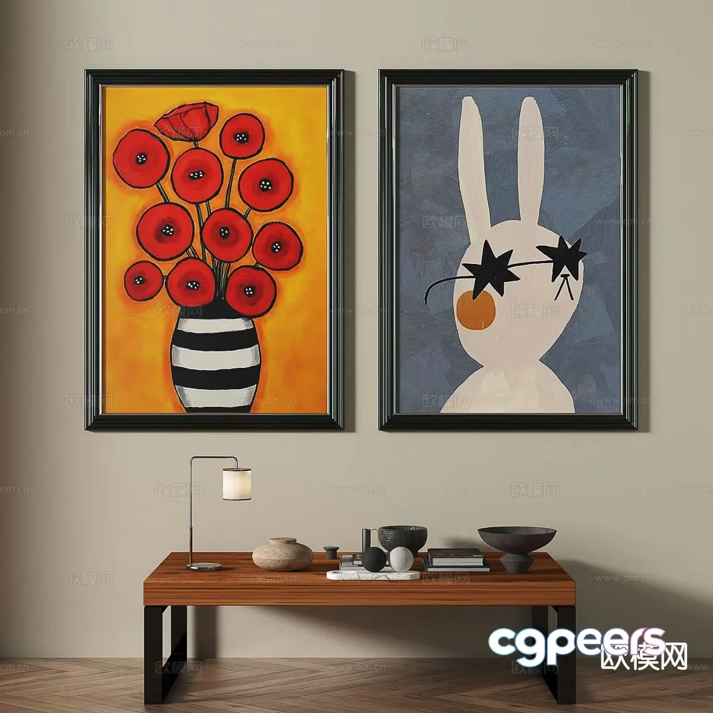 Medieval style art painting flower painting decorative painting 3D model