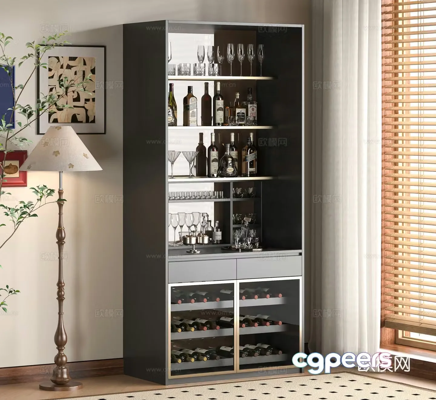 Modern wine cabinet 3d model