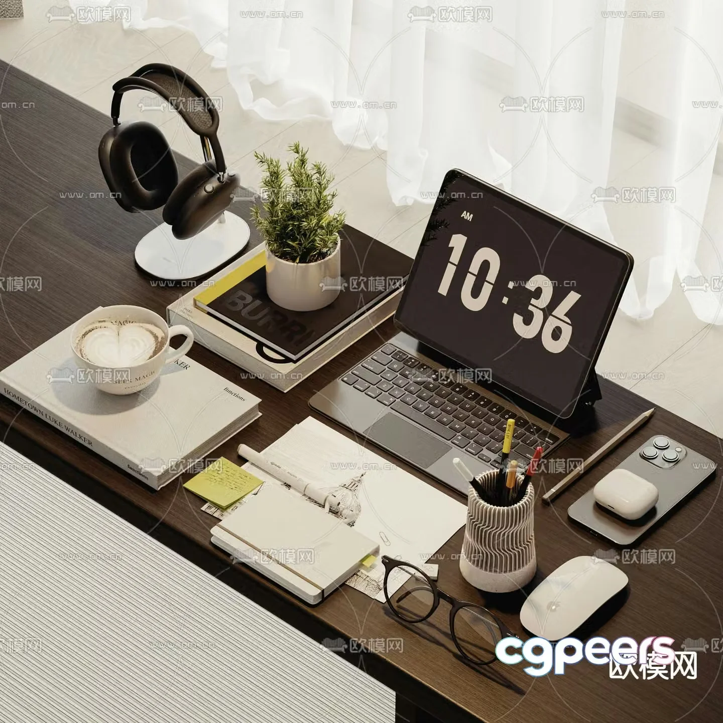 Office supplies computer pen holder stationery 3d model