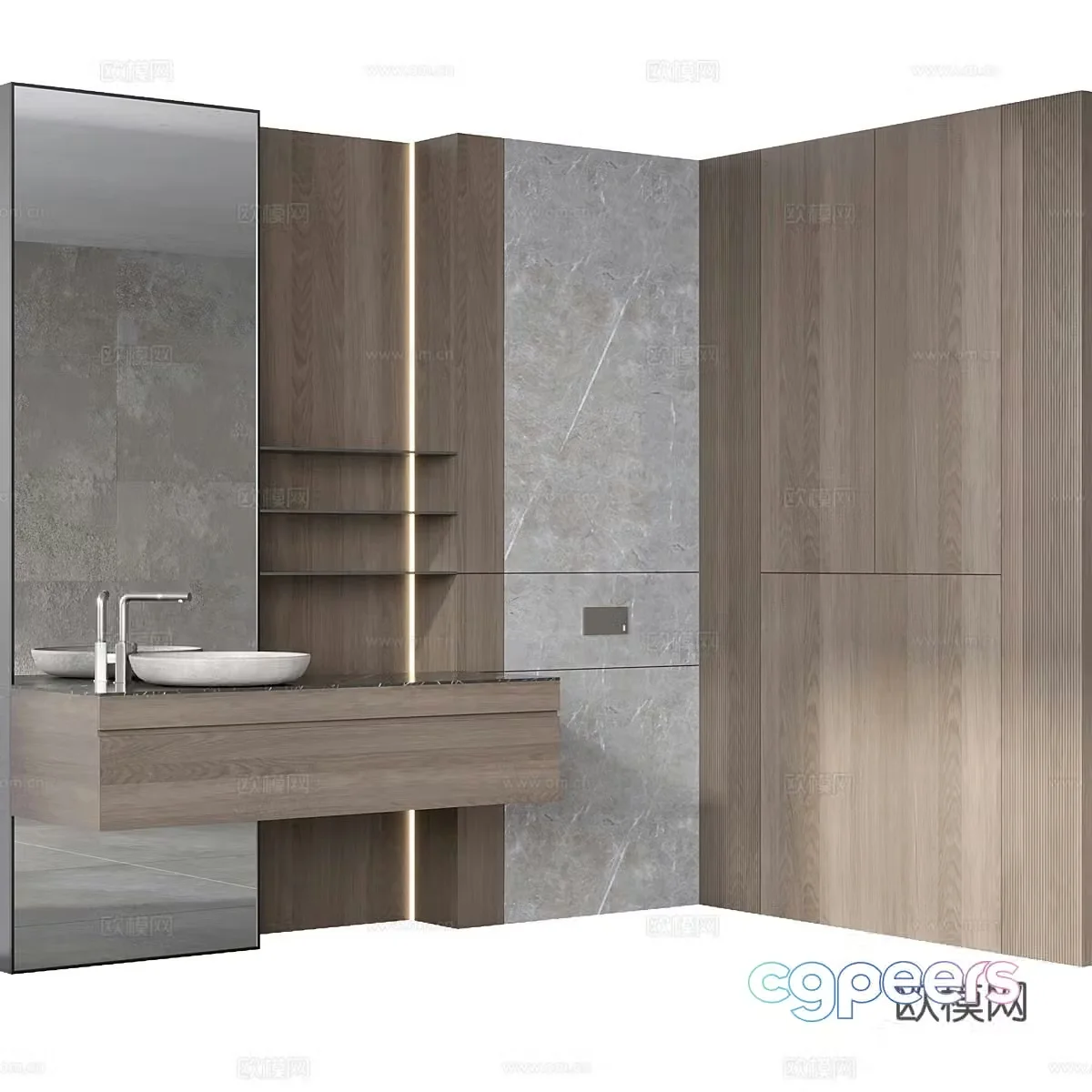 New Chinese style bathroom cabinet 3D model