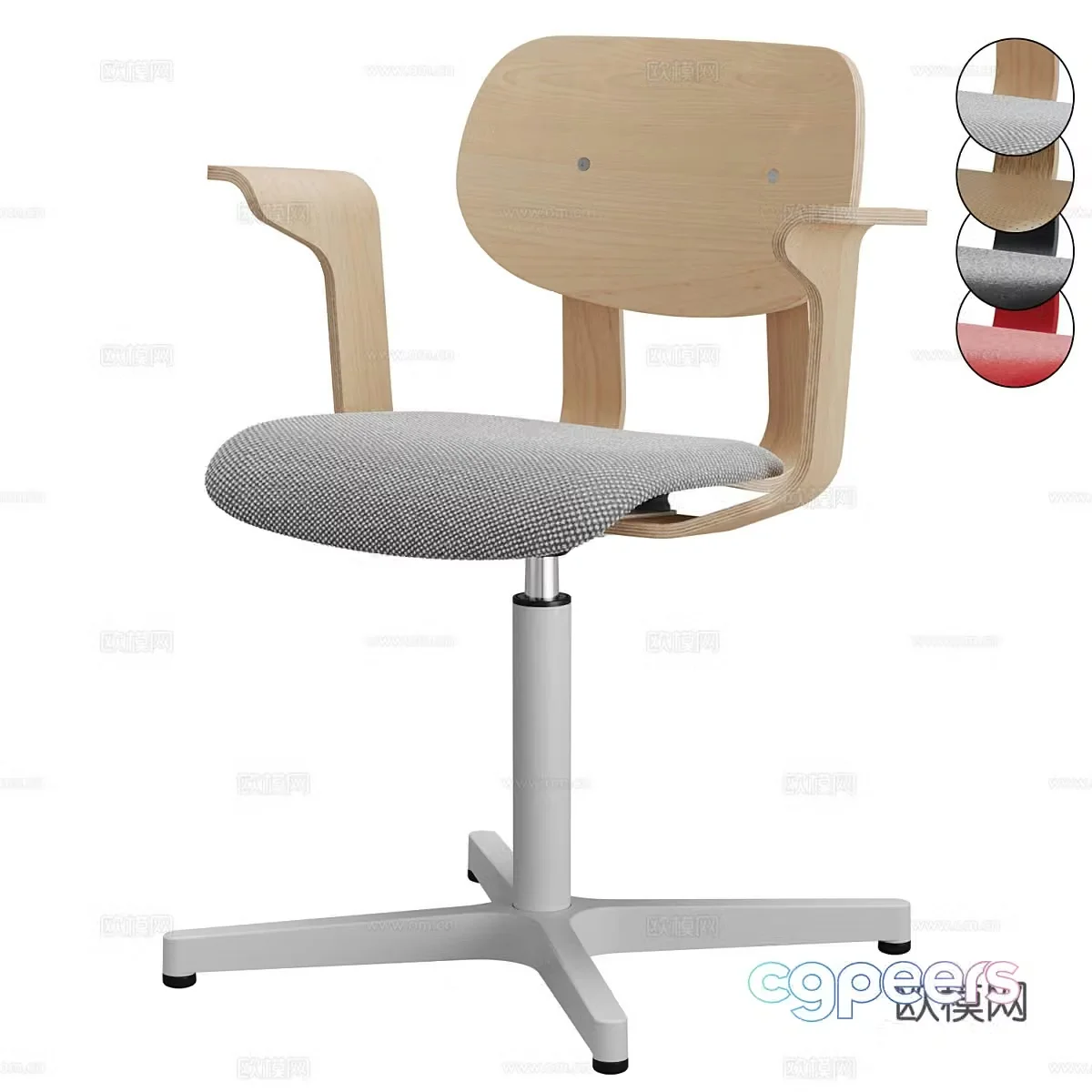 Modern study chair computer chair office chair 3d model