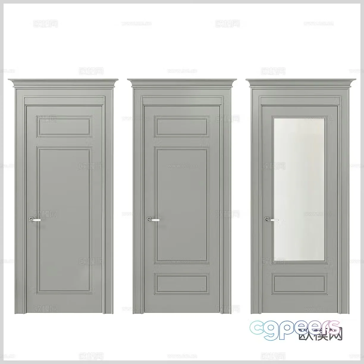 French single-open door glass door room door bathroom glass door kitchen glass door bedroom door 3d model