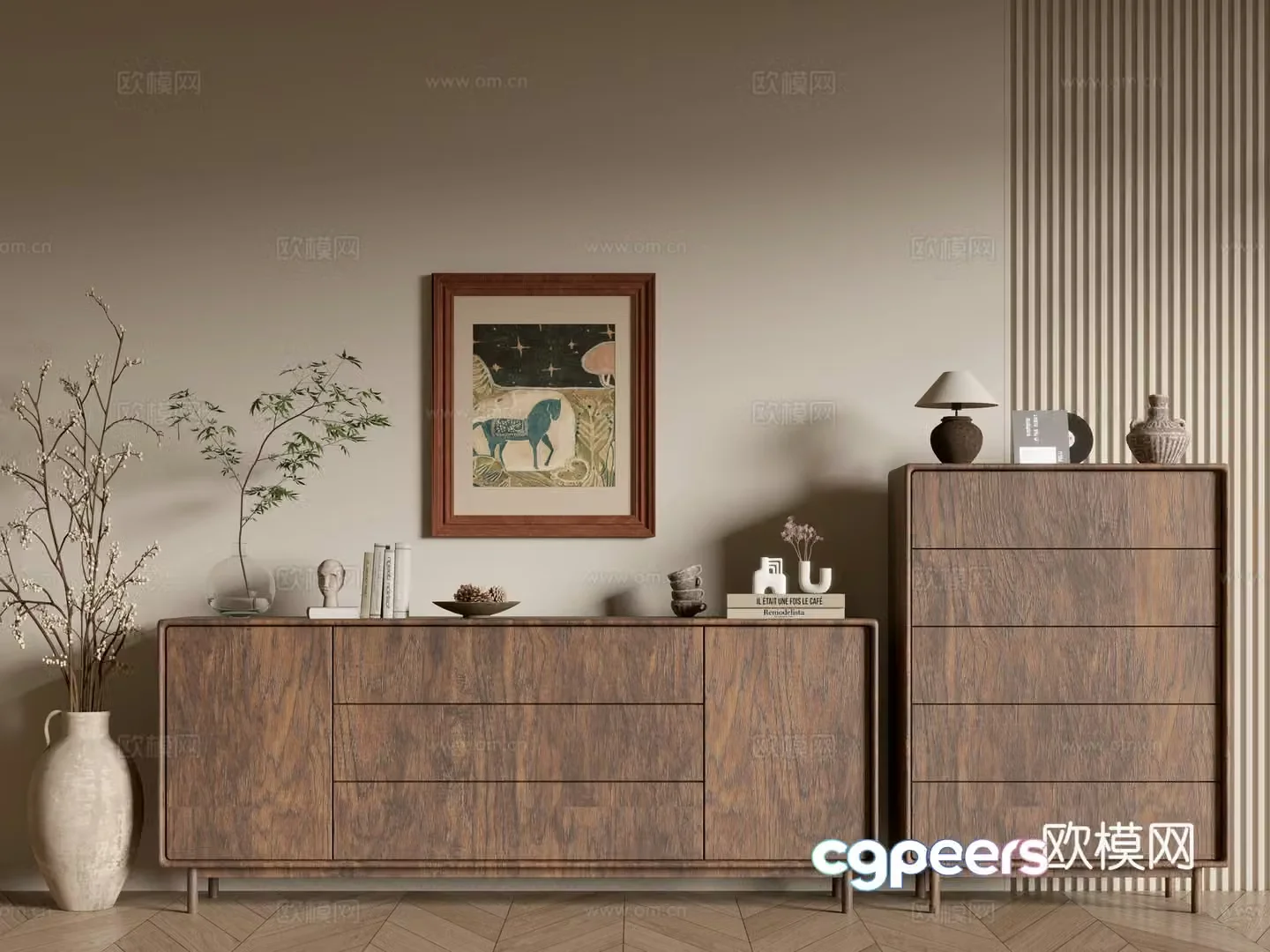 Wasabi Middle Style Porch Cabinet Minimalist Wind Cabinet Overall Cabinet Side Cabinet Balcony Cabinet Storage 3D Model