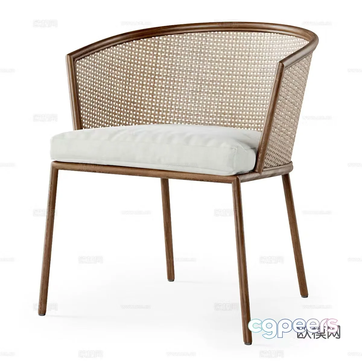 Medium-old single chair Wasabi style dining chair Wasabi style leisure chair Rattan single chair Rattan casual chair 3D model