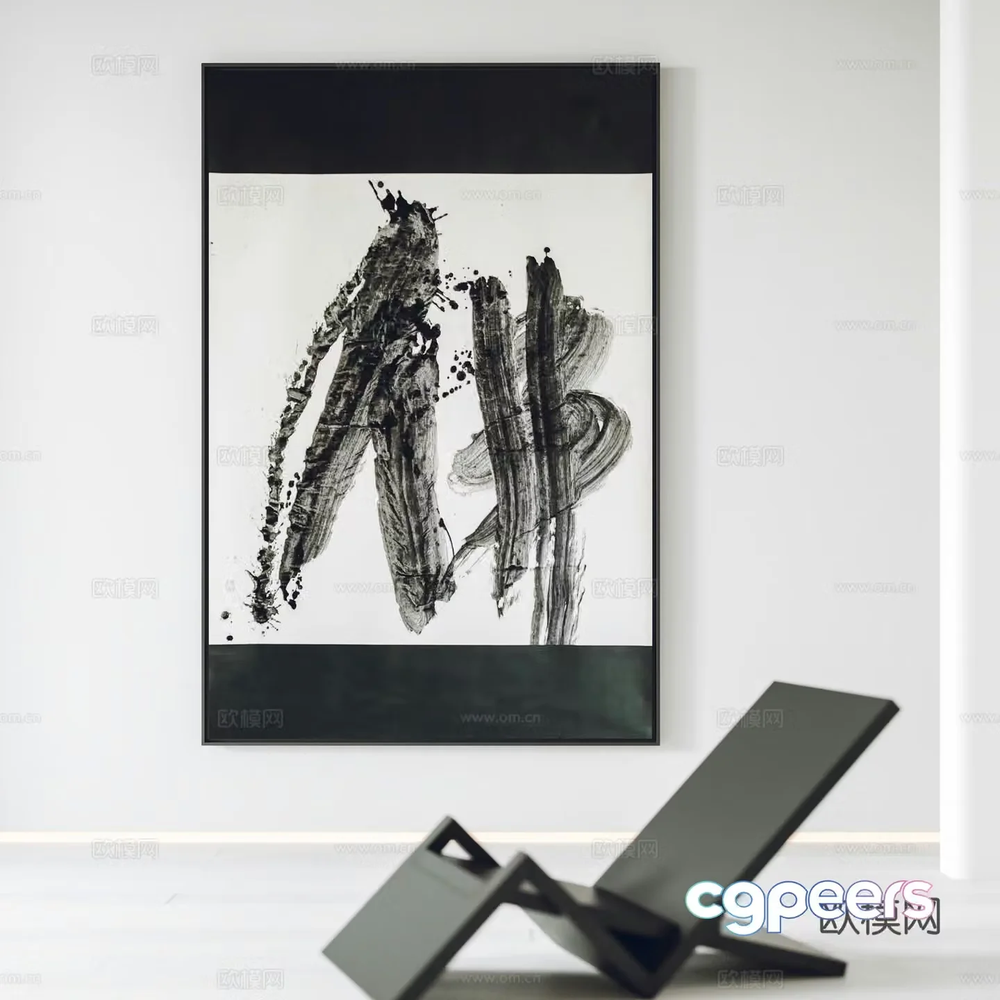 New Chinese style hanging paintings decorative paintings leisure chairs 3D model