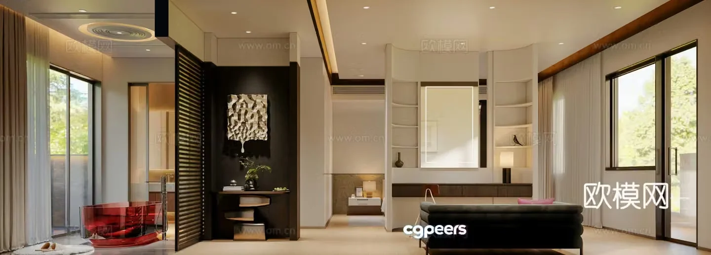 Modern bedroom master bedroom 3d model