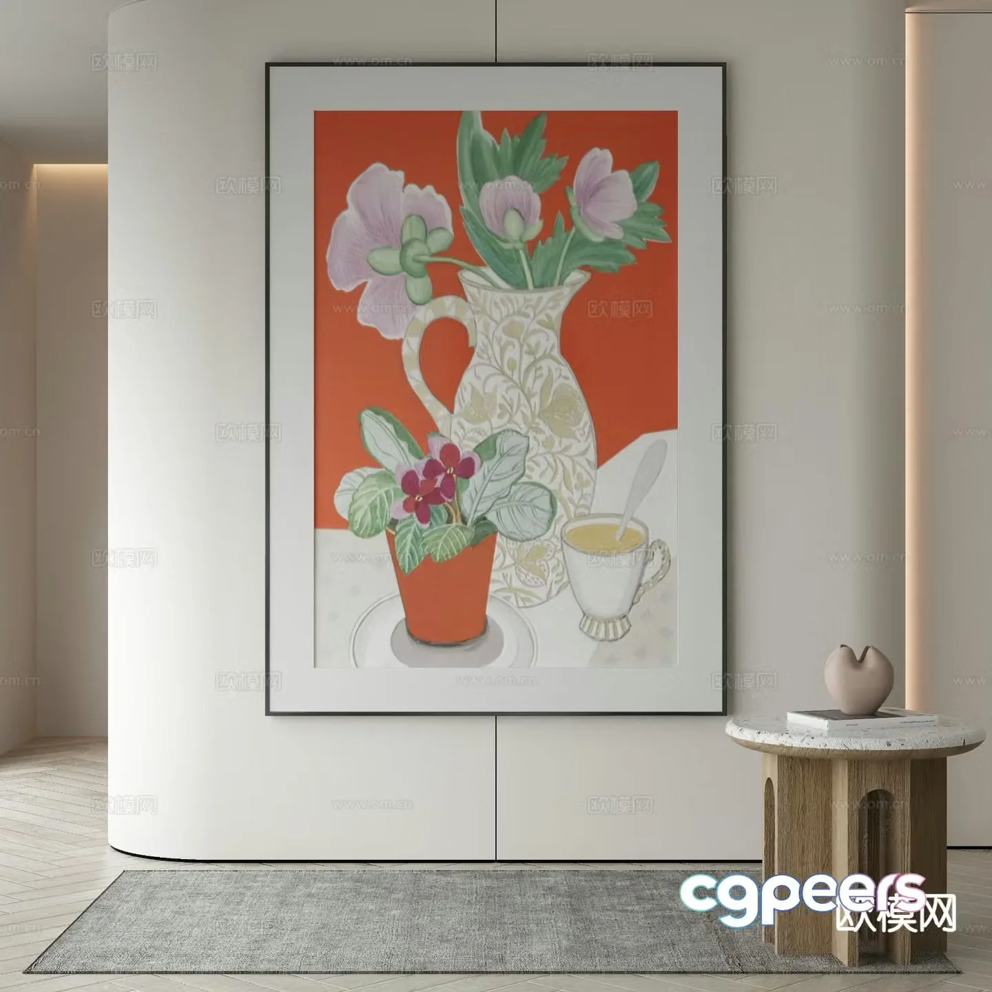 Modern decorative painting flower hanging painting 3d model