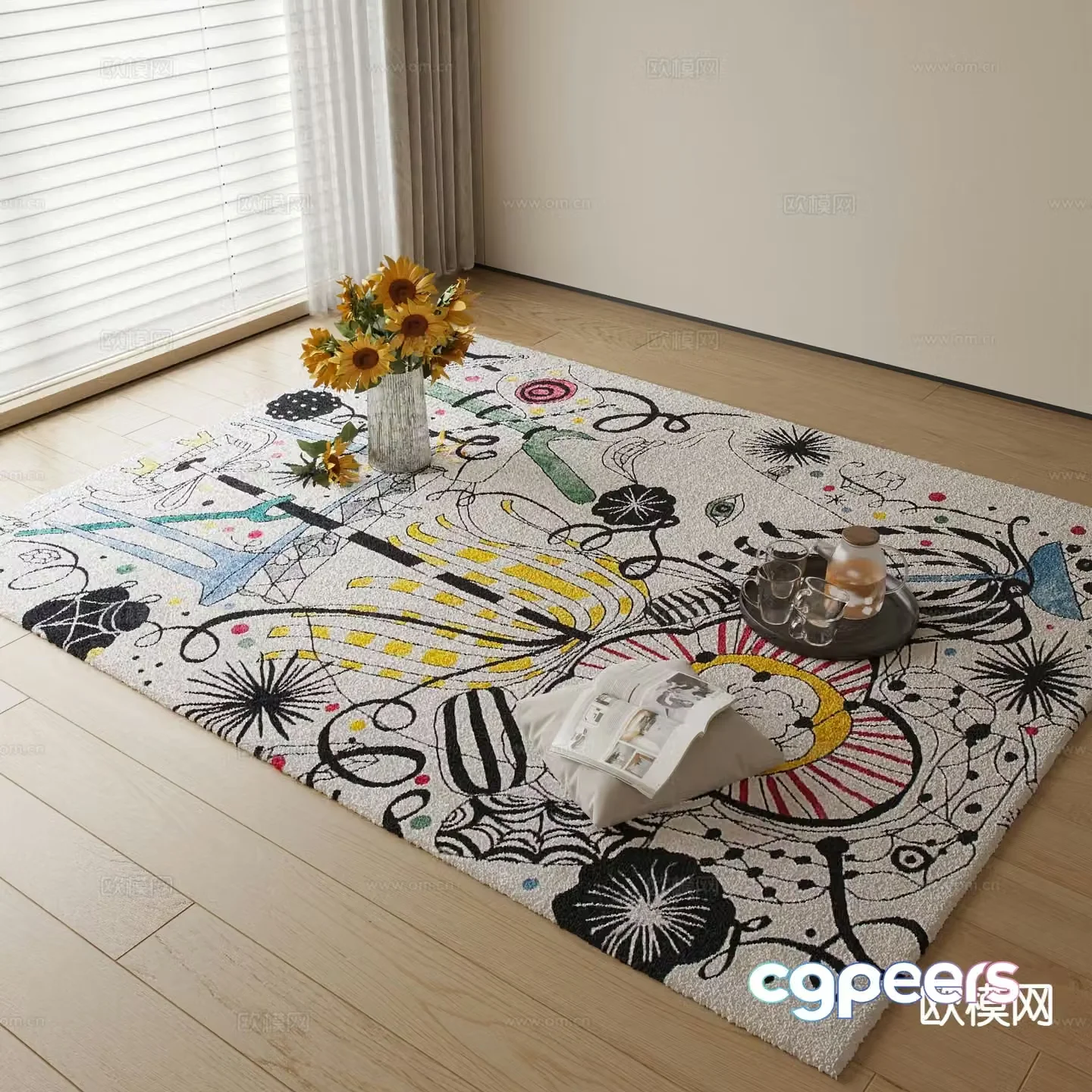 Modern graffiti pattern carpet 3d model