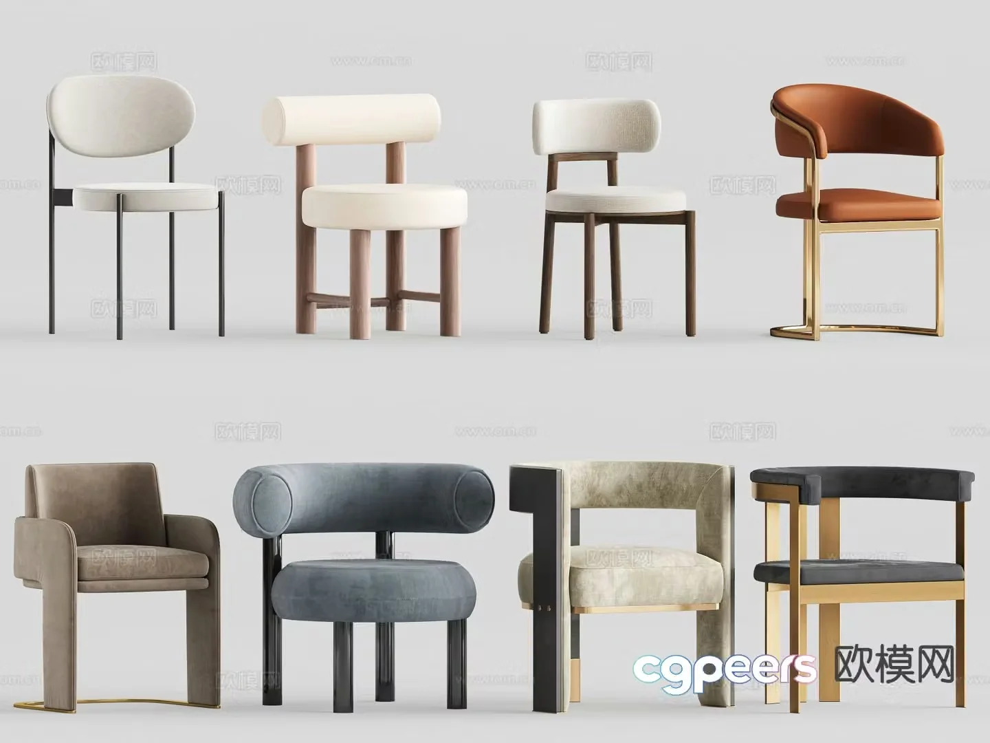 Modern chair dining chair single chair 3d model