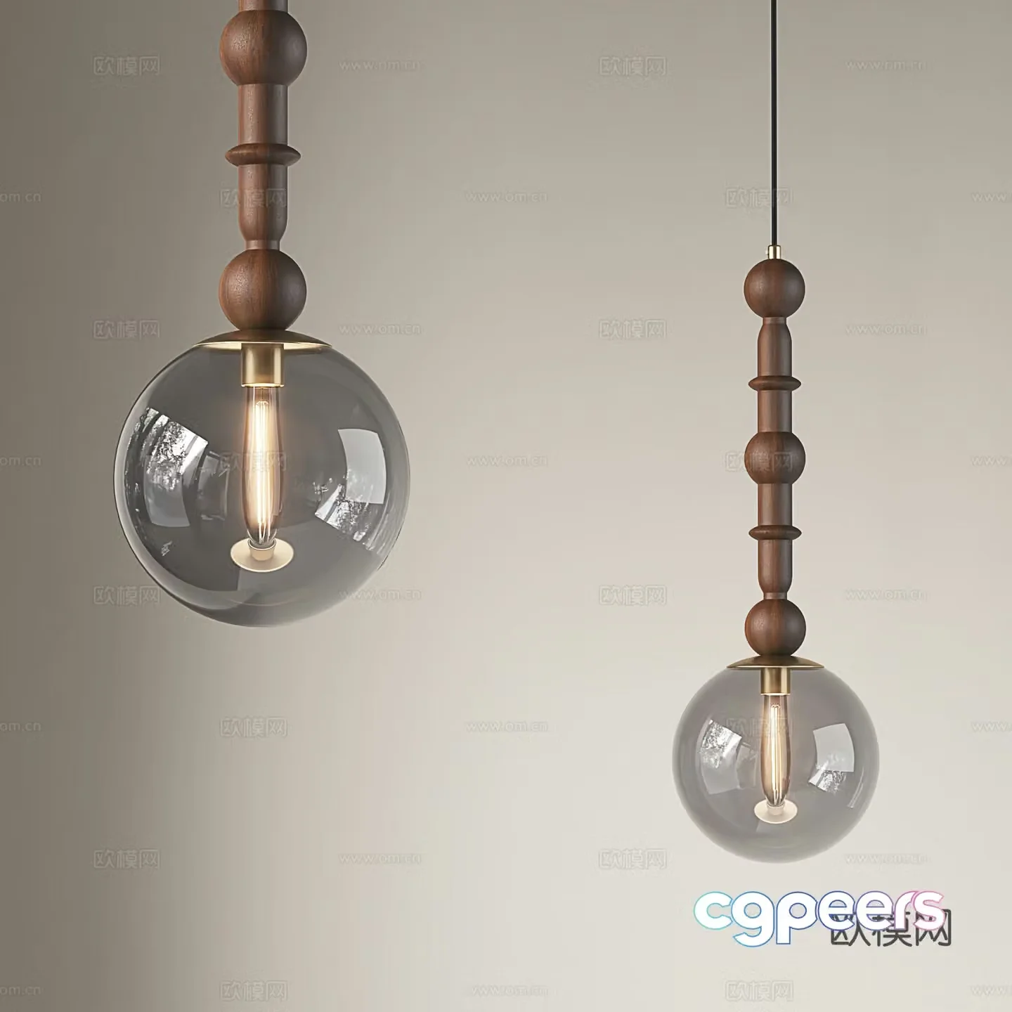 Retro style chandelier solid wood chandelier small chandelier bedside chandelier 3D model