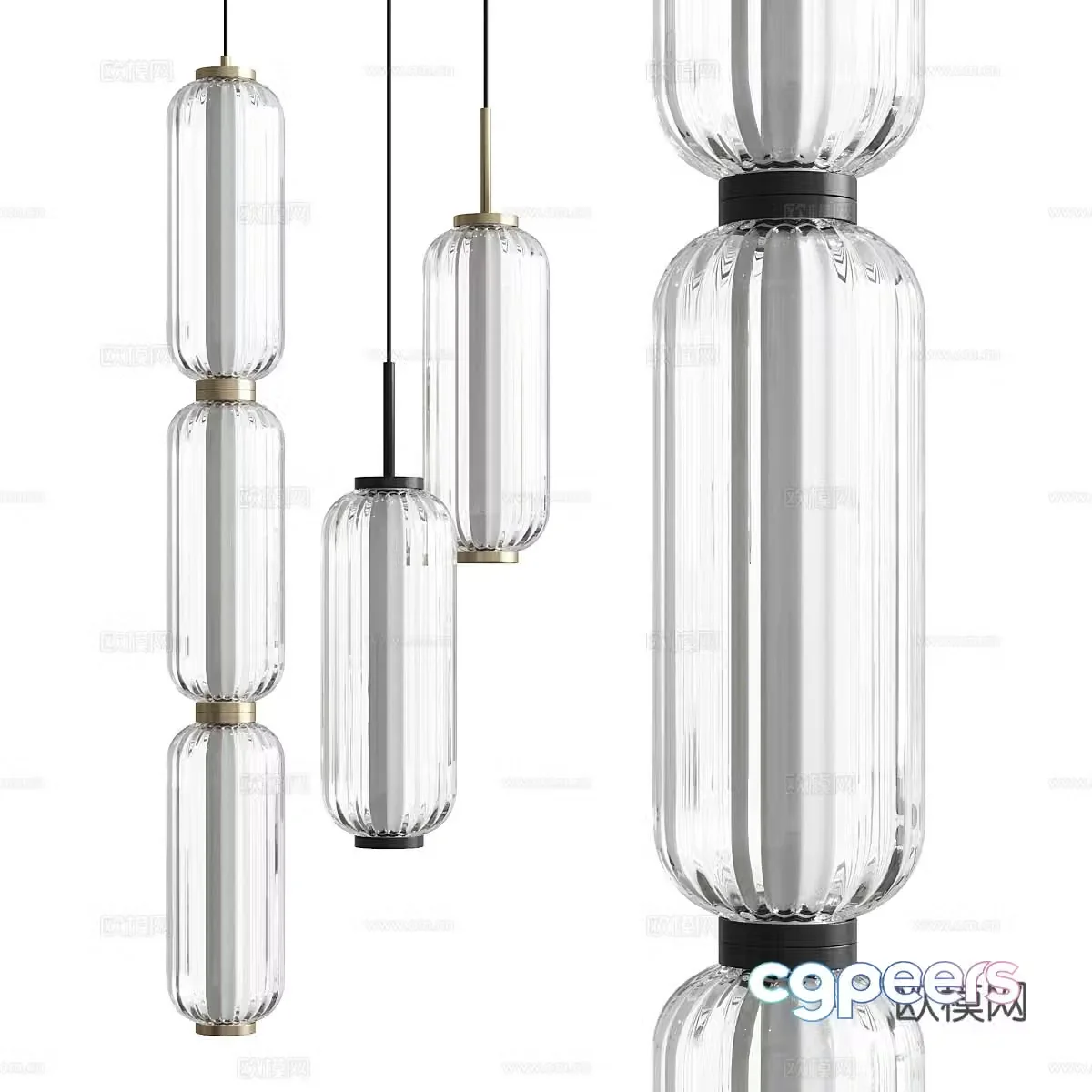 New Chinese style light luxury series decorative chandeliers 3D model