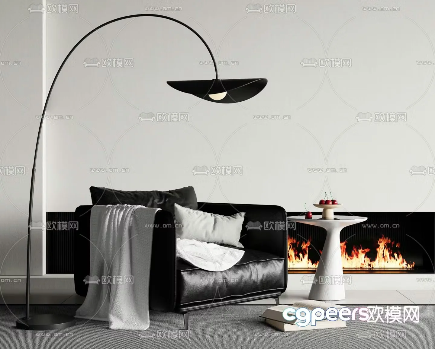 Leather sofa leisure sofa single sofa 3d model