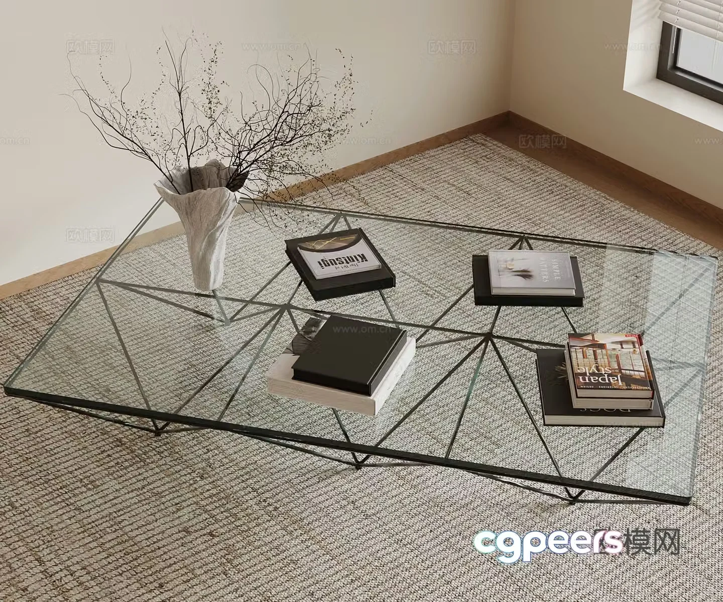 Nordic coffee table glass coffee table ornament decoration 3D model