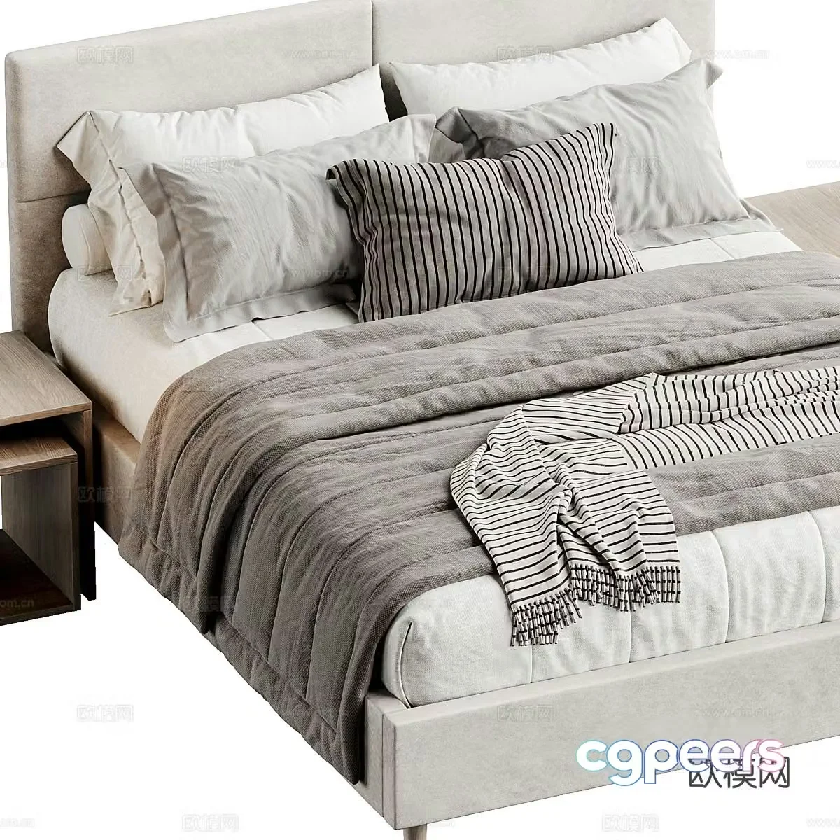 Modern double bed 3d model