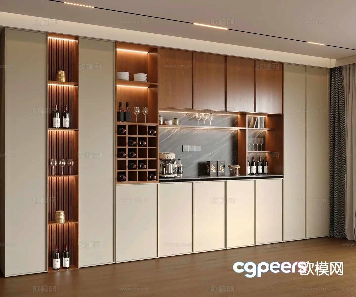 Middle-aged wine cabinet sideboard 3D model