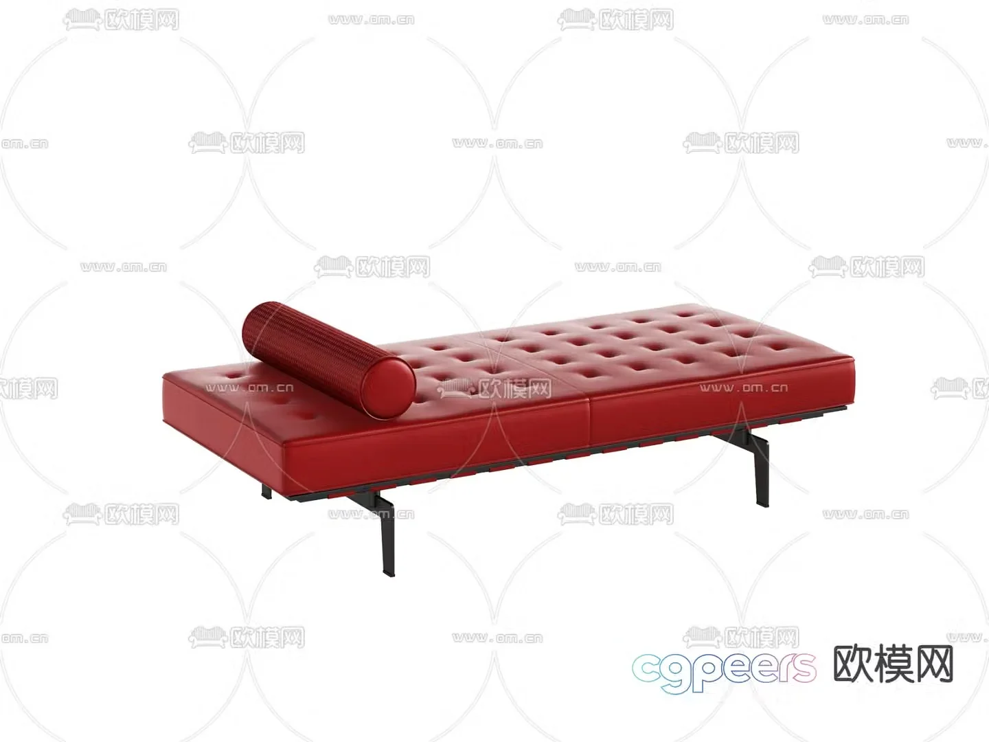 Red foot pedal sofa stool 3d model