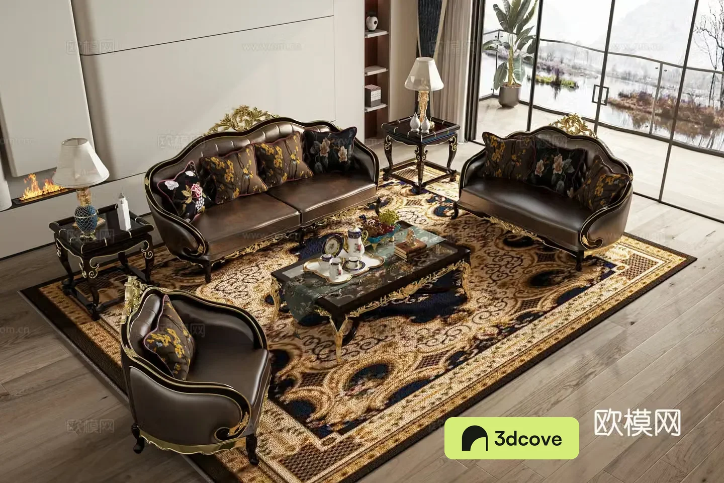 European style modular sofa leather sofa