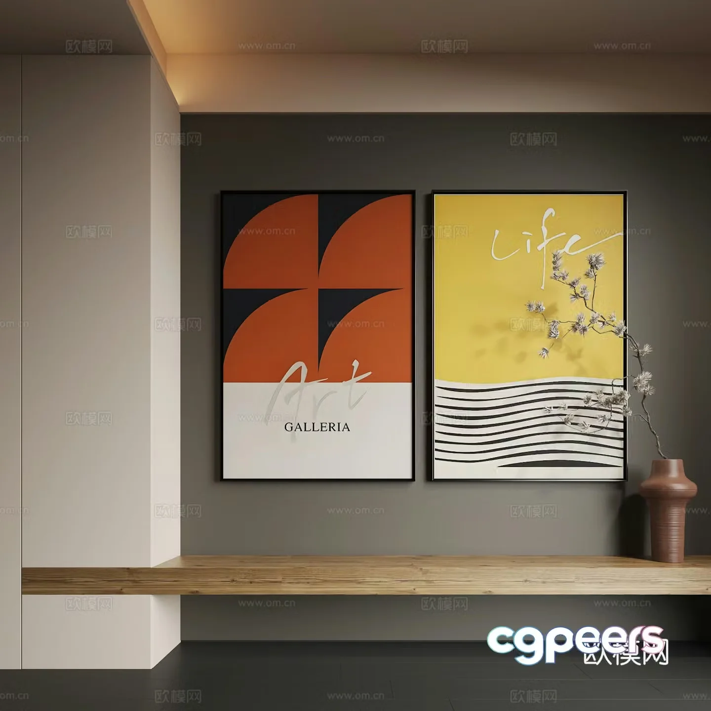 Modern abstract hanging paintings Modern combination paintings Modern minimalist hanging paintings 3d model