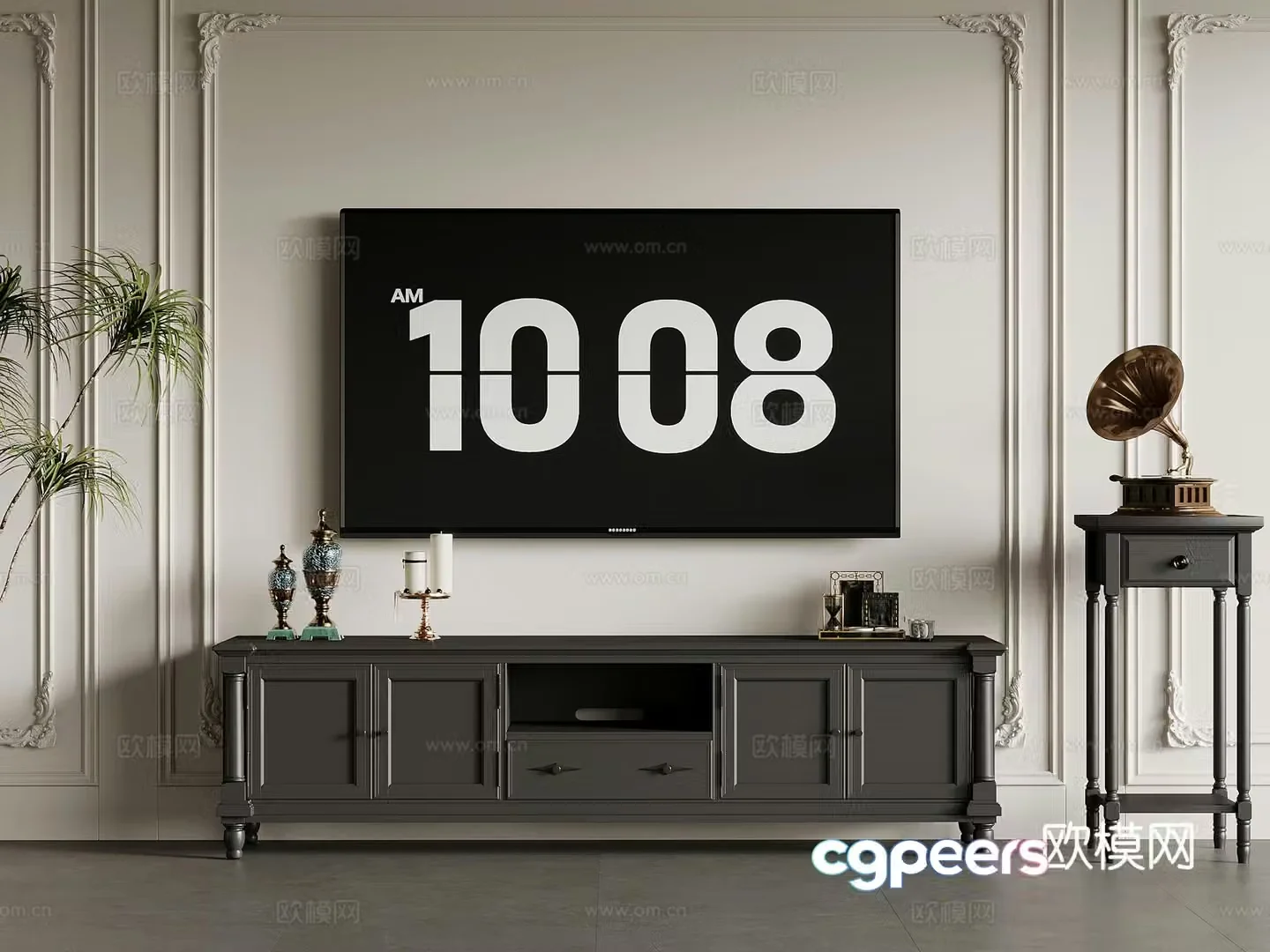 TV cabinet French TV cabinet Wall-mounted TV Decorative ornaments Gramophone 3D model