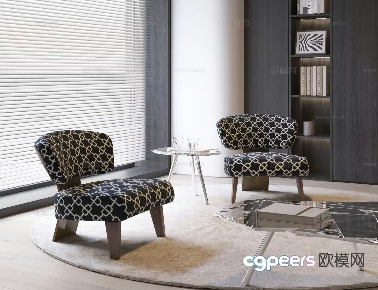 Modern leisure chair fabric sofa chair 3d model