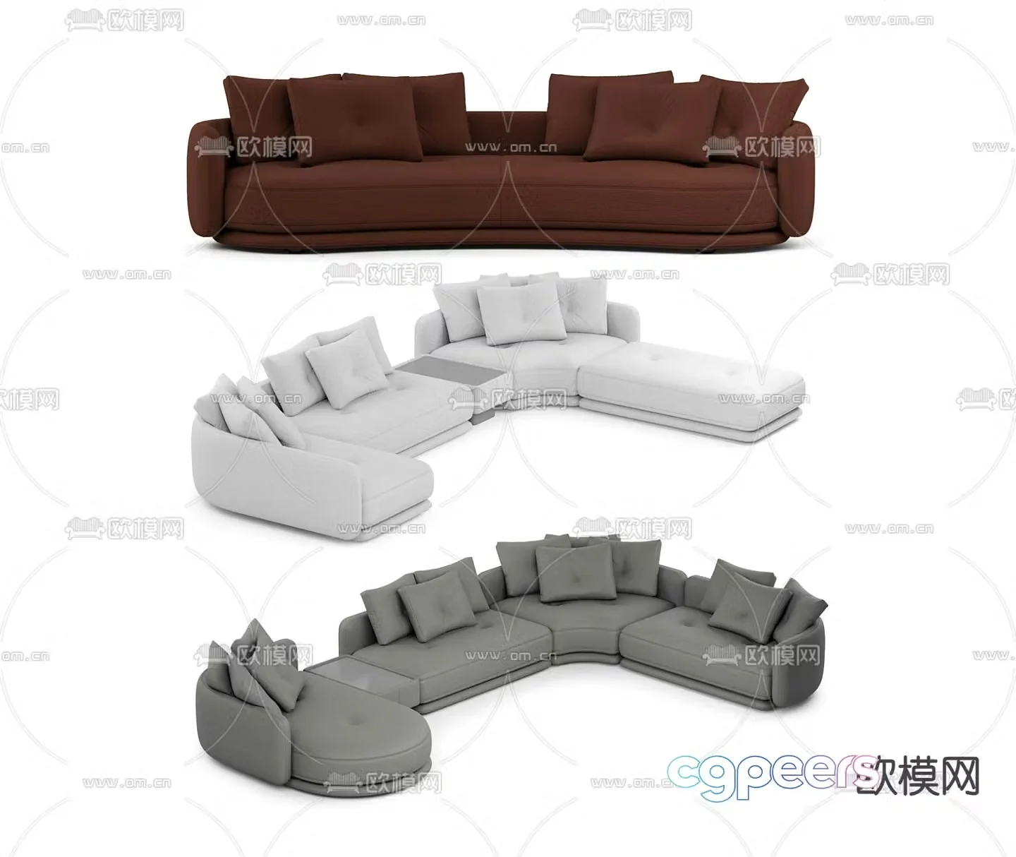 Corner sofa fabric sofa 3d model