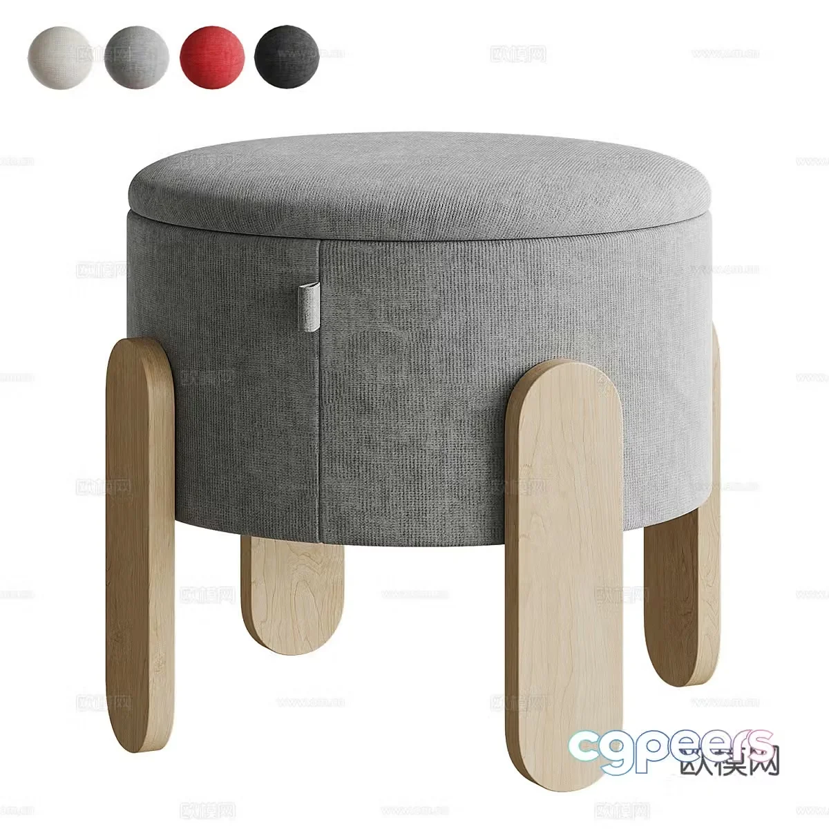 Round stool shoe changing stool fabric stool 3D model