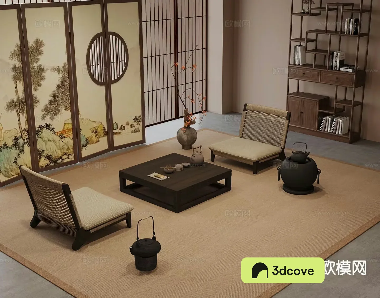 New Chinese style tea table and chairs tatami tea table and chairs