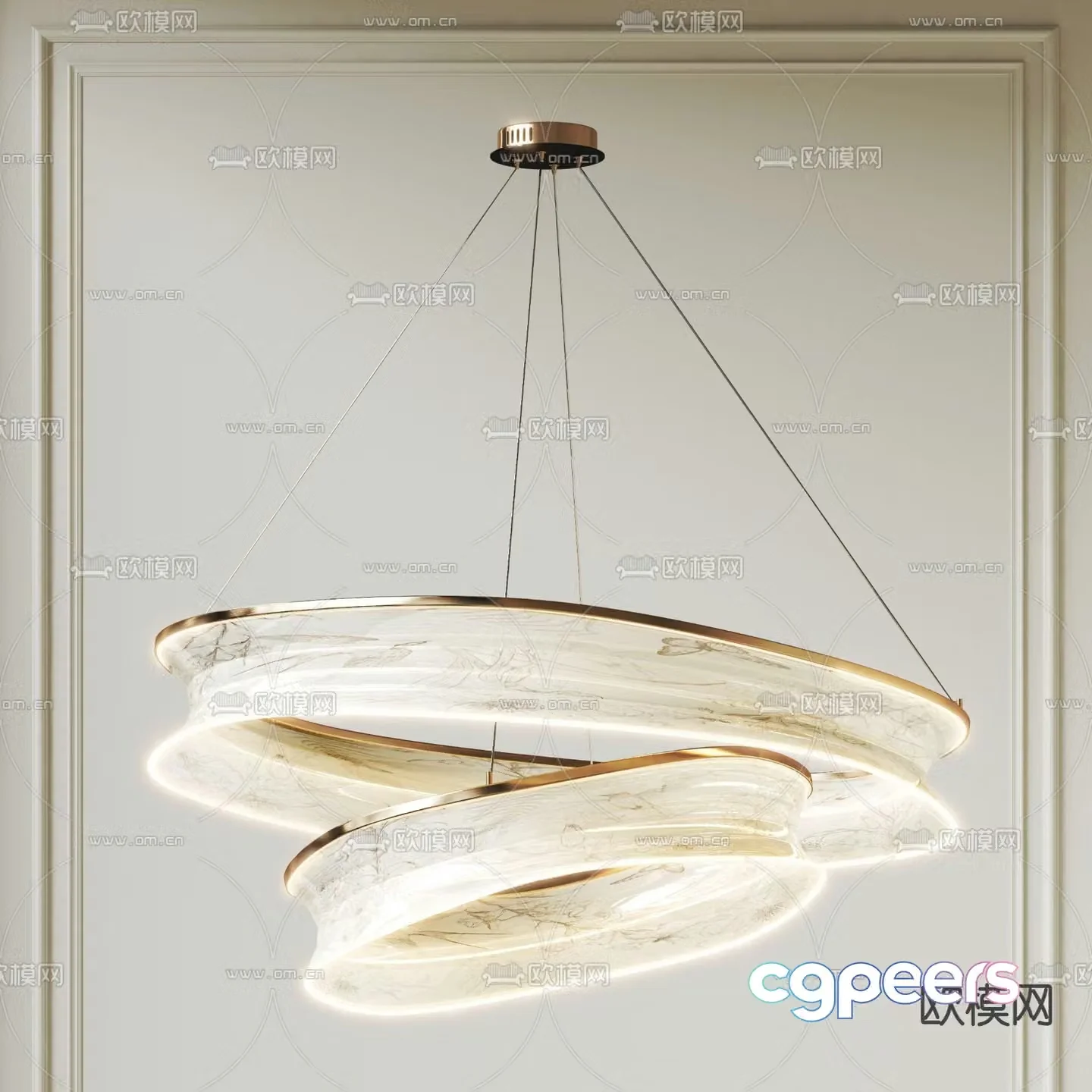Translucent stone chandelier ring chandelier 3d model