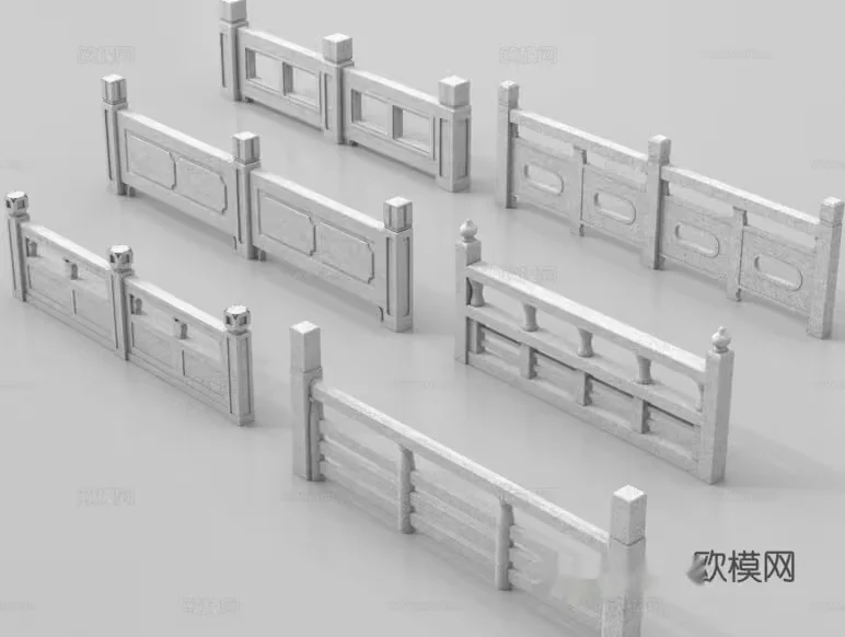 Fence With Decorative Elements 3D Model – 11412 – VRAY Render