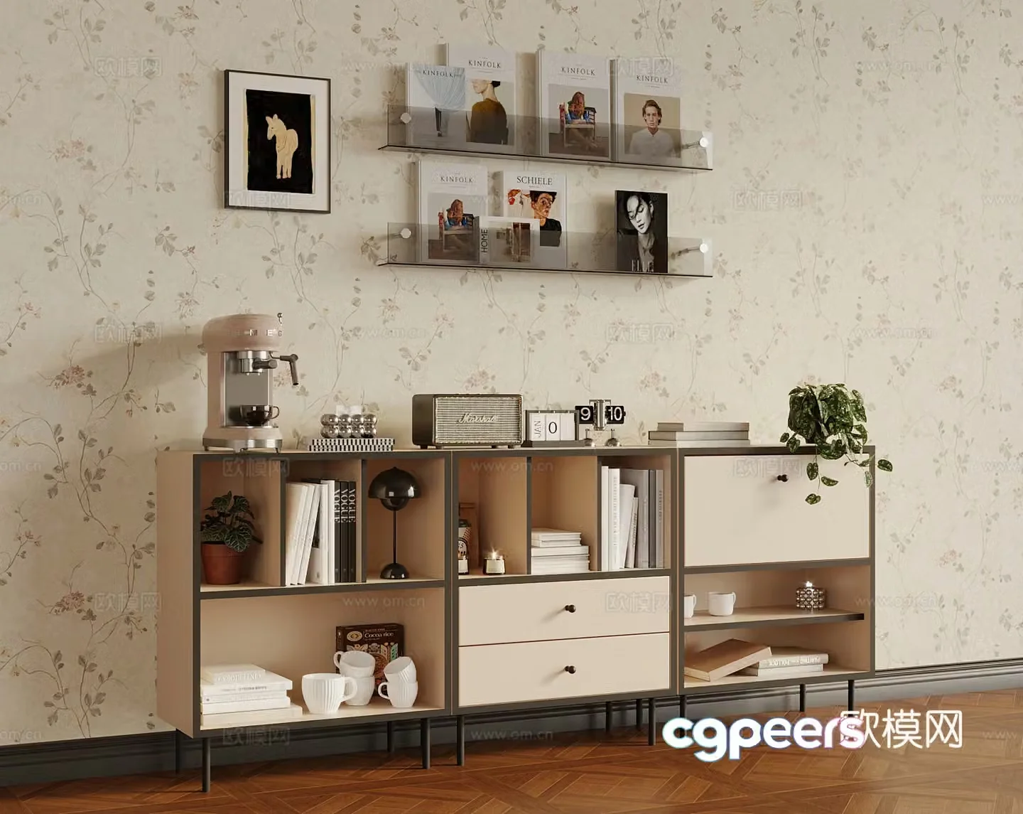Middle-aged sideboard shelf ornament 3D model