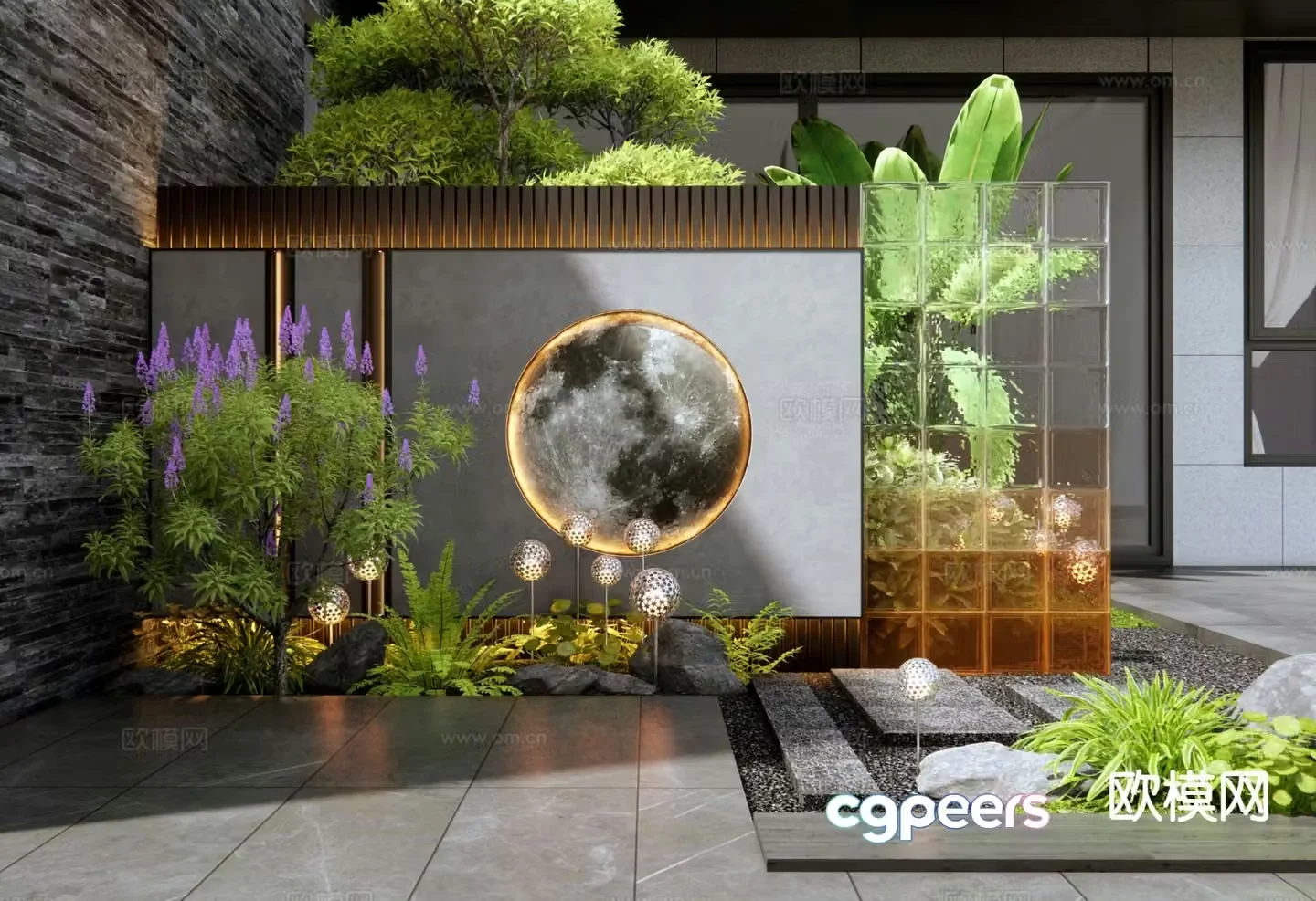 Modern courtyard landscape wall entrance landscape wall 3D model
