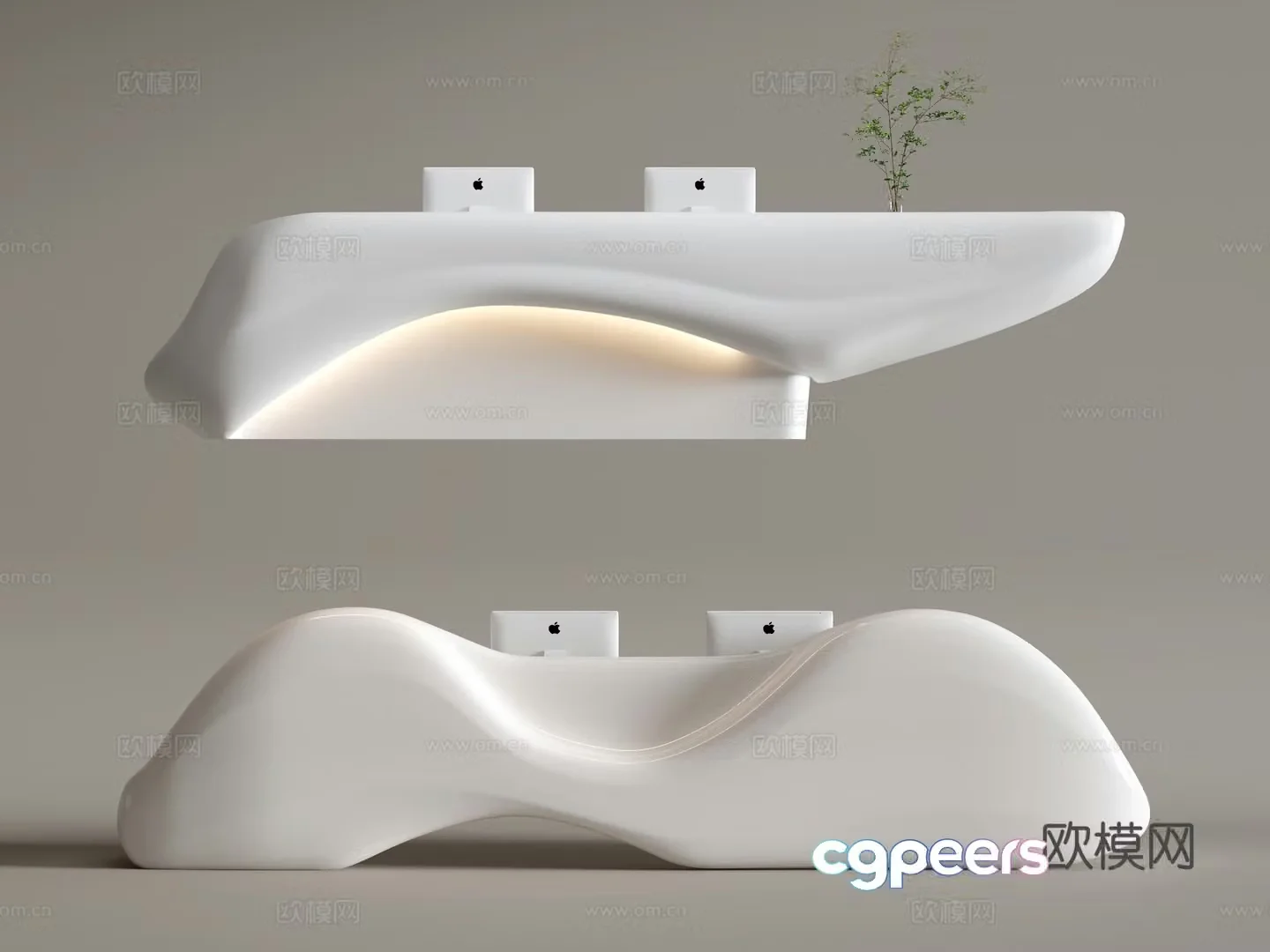 Modern company front desk reception desk service desk 3d model