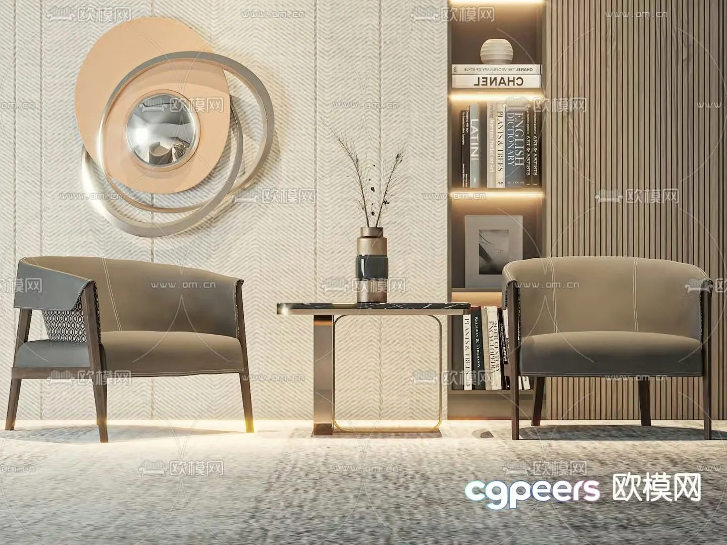 Light luxury sofa chair leisure chair table 3d model