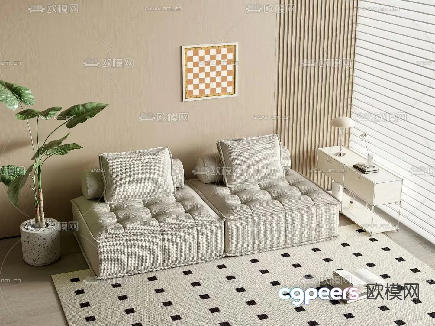 Modular sofa double sofa 3d model