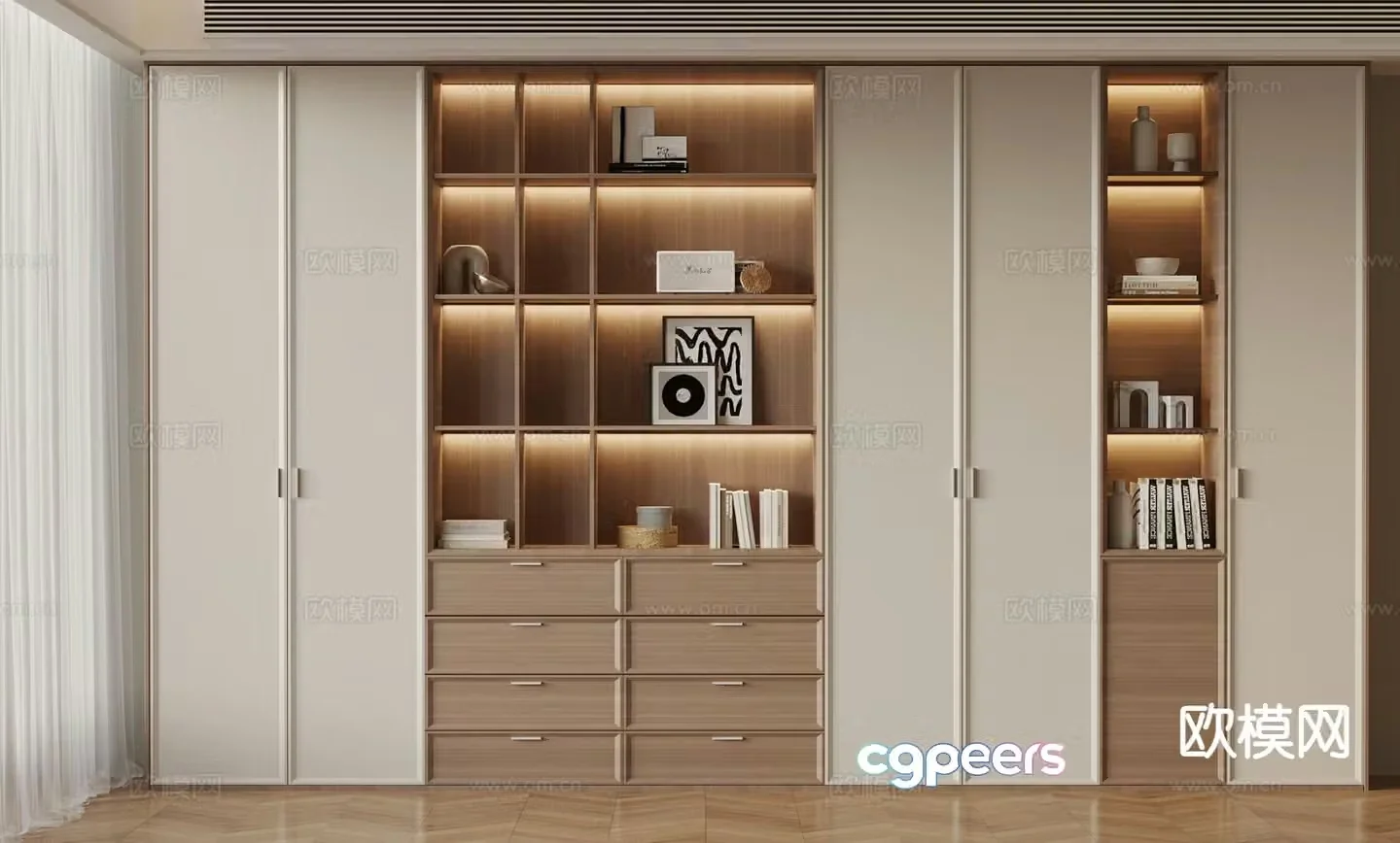 Modern bookcase 3d model