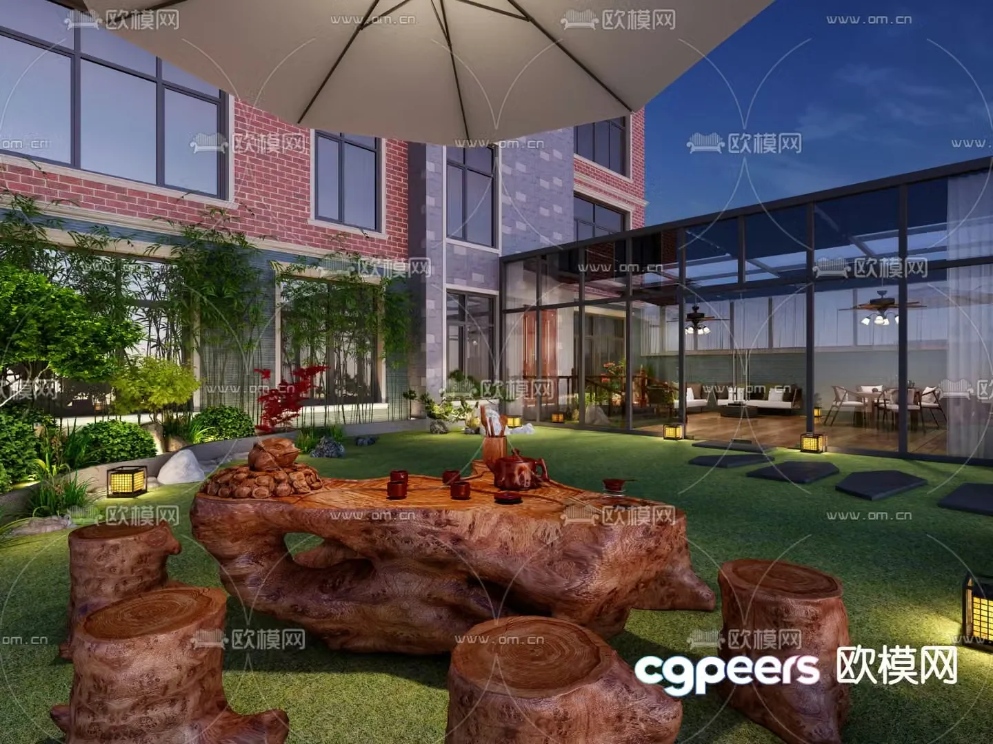 Modern courtyard landscape 3d model