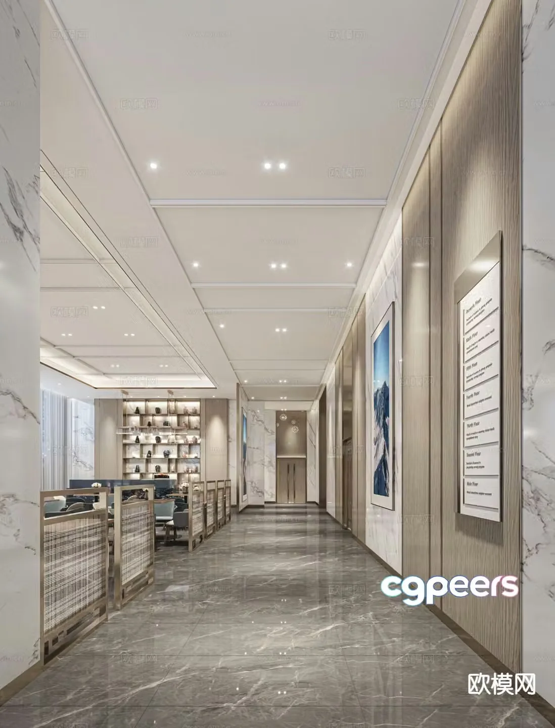 Modern sales office corridor passage 3d model