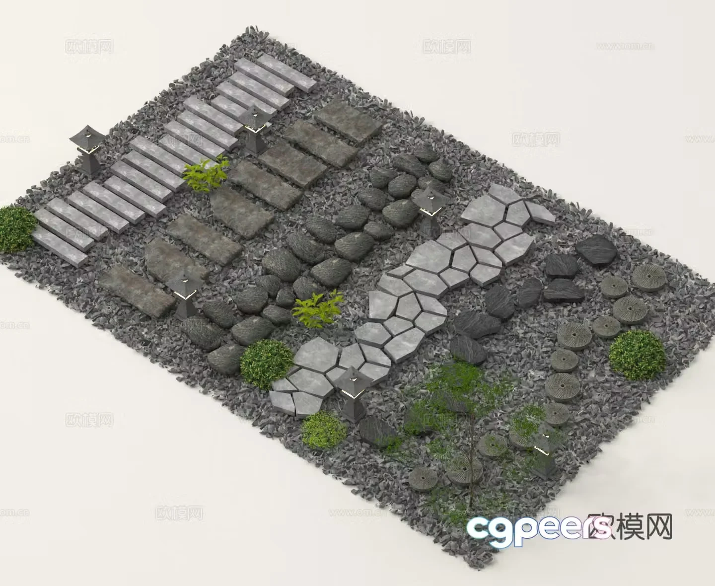 Landscape Tingbu Garden Road Stone Road 3D model