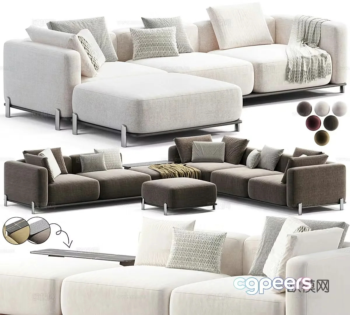 Sofa combination cream style sofa L-shaped sofa corner sofa right-angle sofa casual sofa 3d model