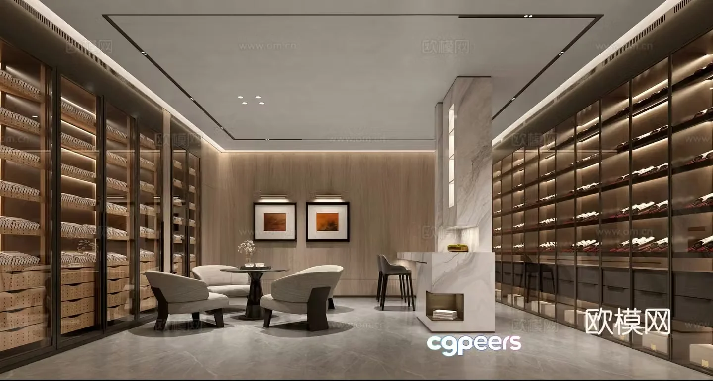 Modern villa bar area 3d model