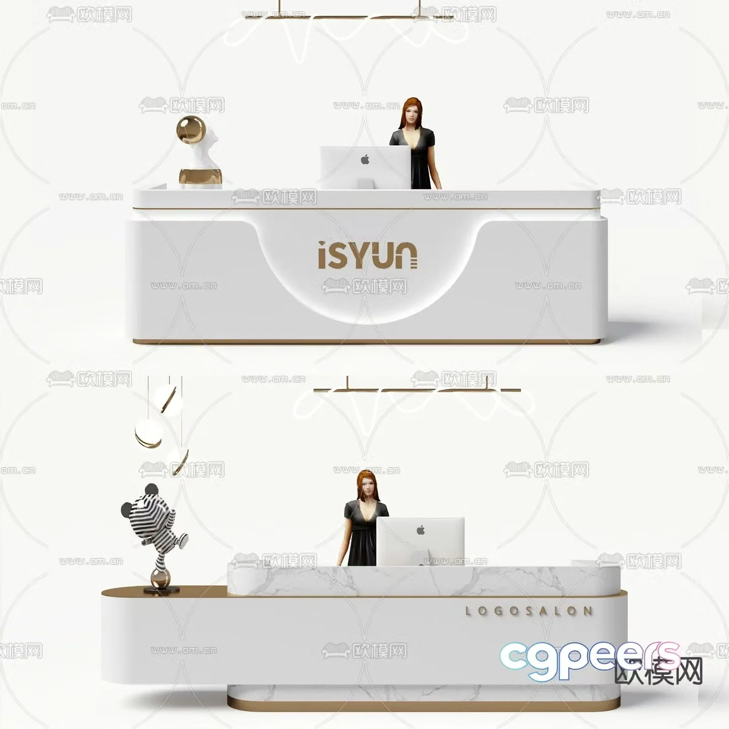 Front desk reception desk cashier 3d model