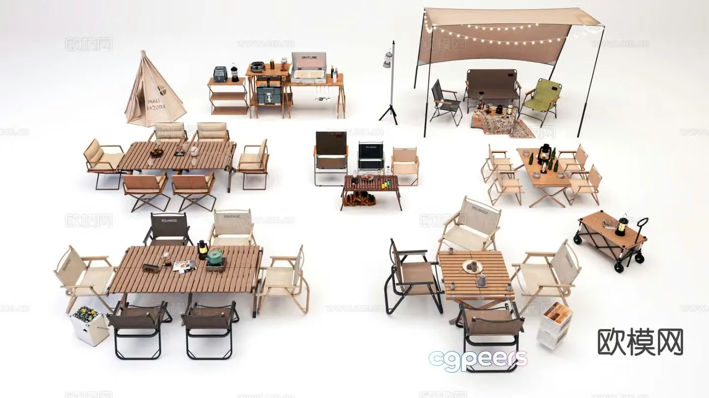 Camping tables and chairs outdoor tables and chairs 3d model