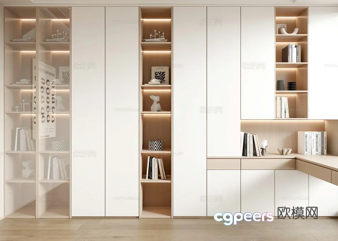 Modern bookcase 3d model