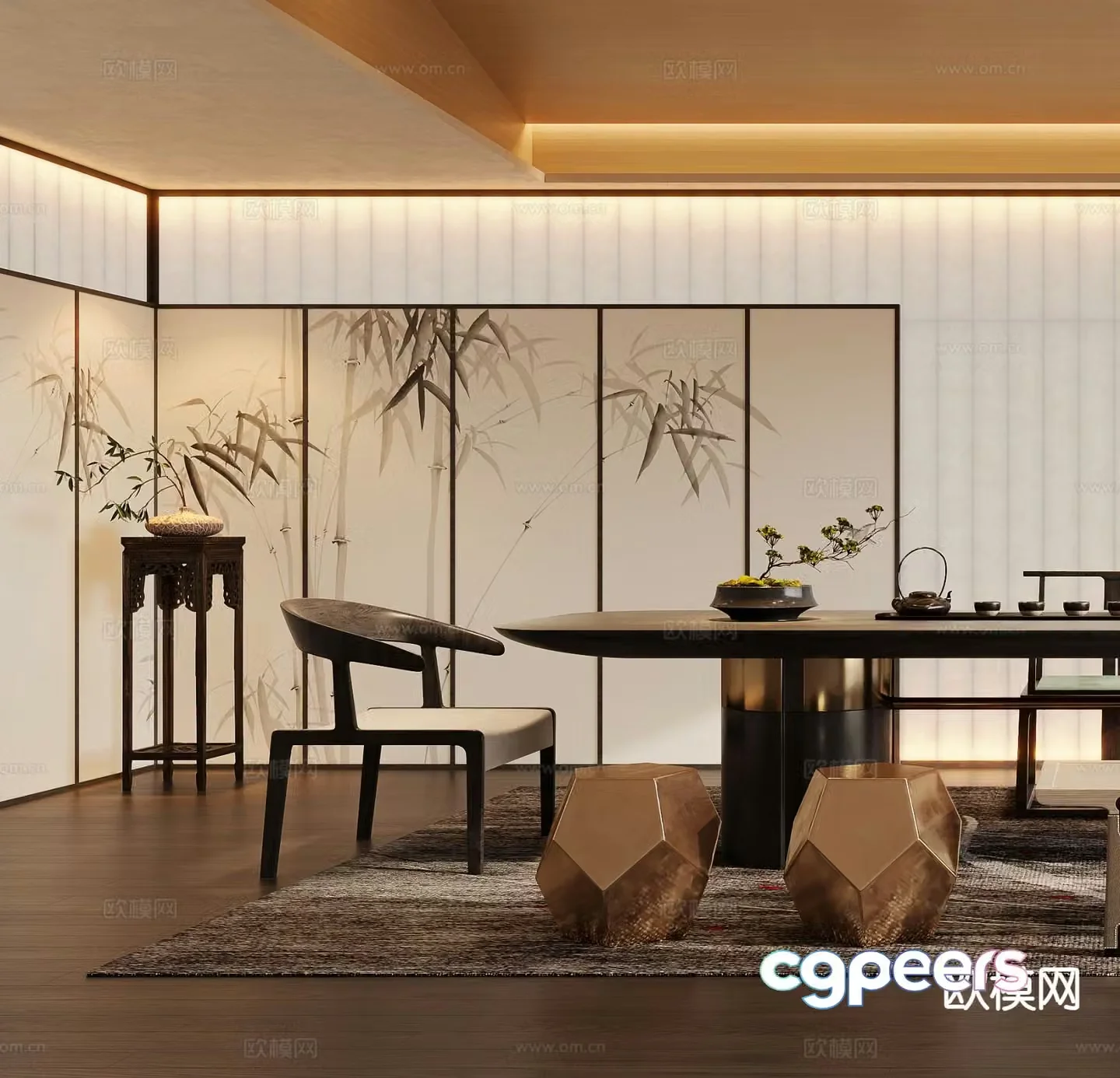 New Chinese tea room 3d model