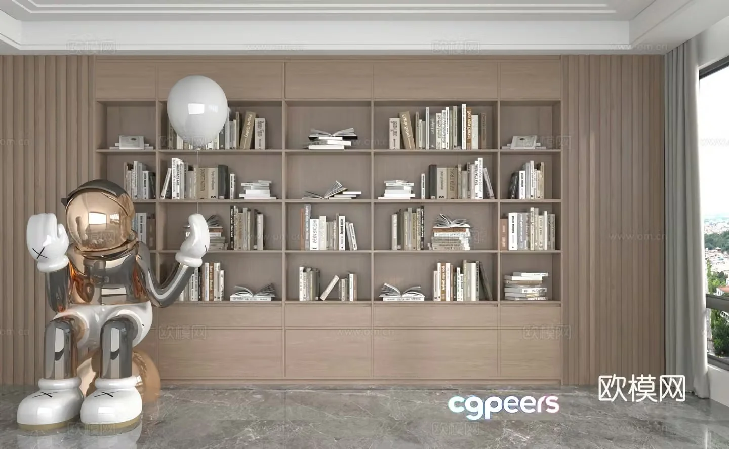Modern bookcase 3d model