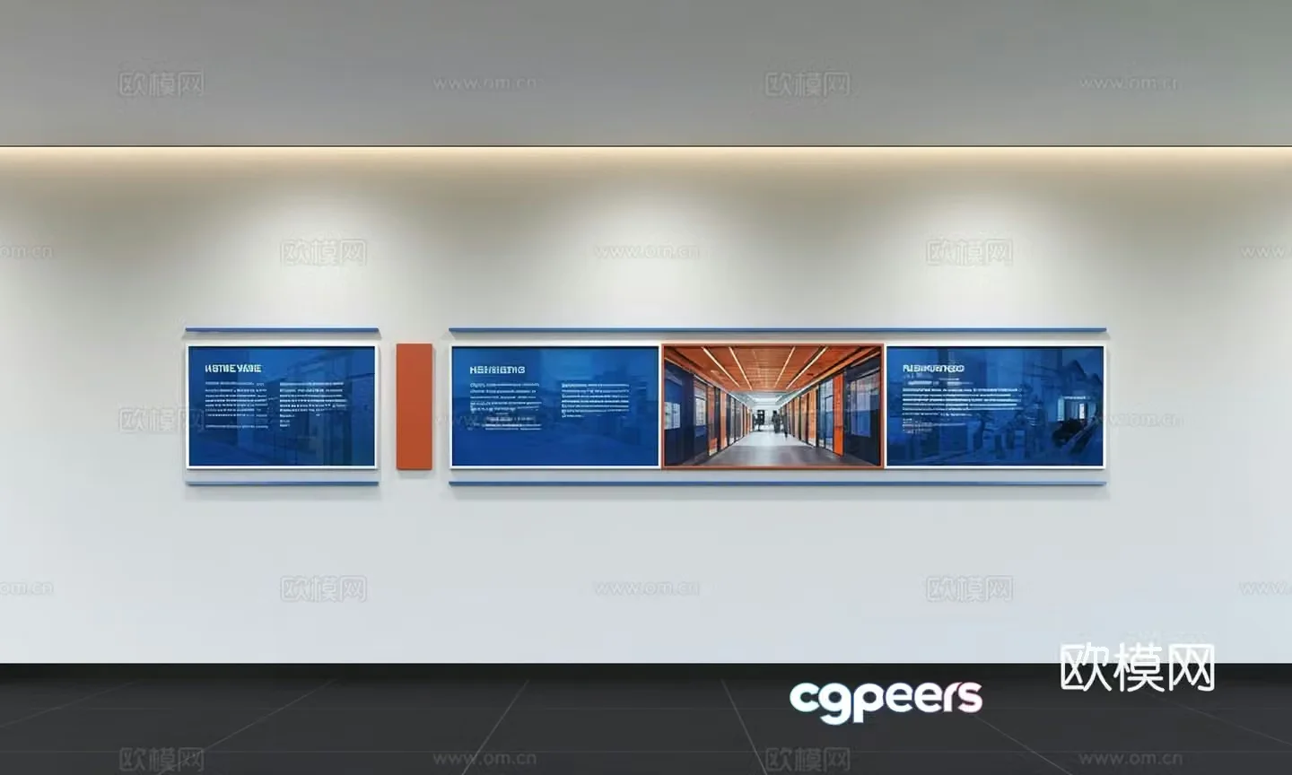 Modern corporate culture wall Office background wall Corridor Promotional column Slogan Slogan Corporate style 3D model