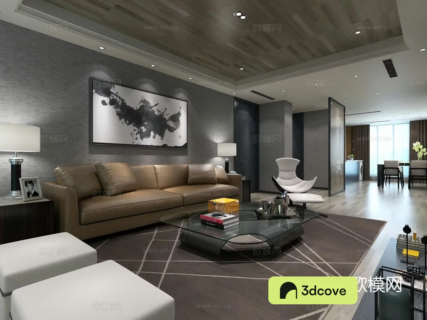 Modern living and dining room study decorative painting