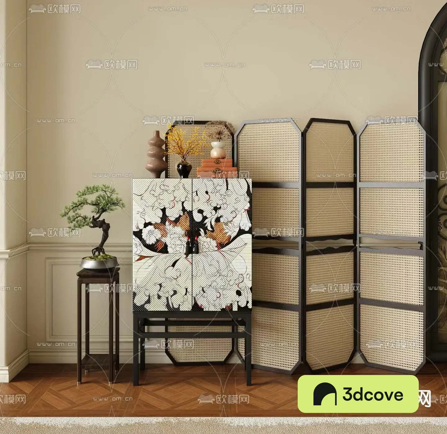 New Chinese style side view cabinet side cabinet entrance cabinet
